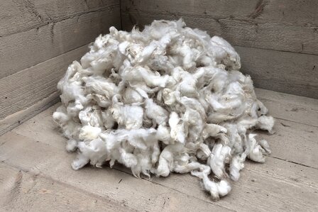 1 kg Basiswolle / Füllwolle - gewaschen (Wollweiß)