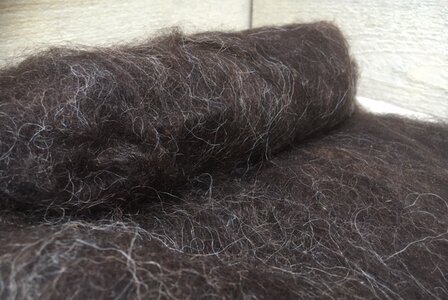 100 g gew. Vlieswolle - Drenter Heideschaf (Braunschwarz)
