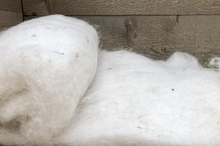 100 g gewaschene Vlieswolle - Basiswolle / Füllwolle (Wollweiß)