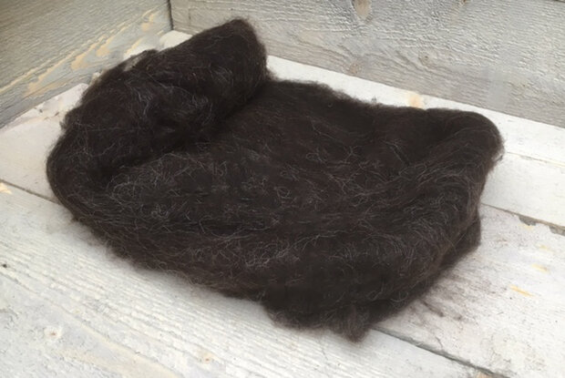 100 g gew. Vlieswolle - Drenter Heideschaf (Braunschwarz)