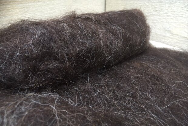 100 g gew. Vlieswolle - Drenter Heideschaf (Braunschwarz)