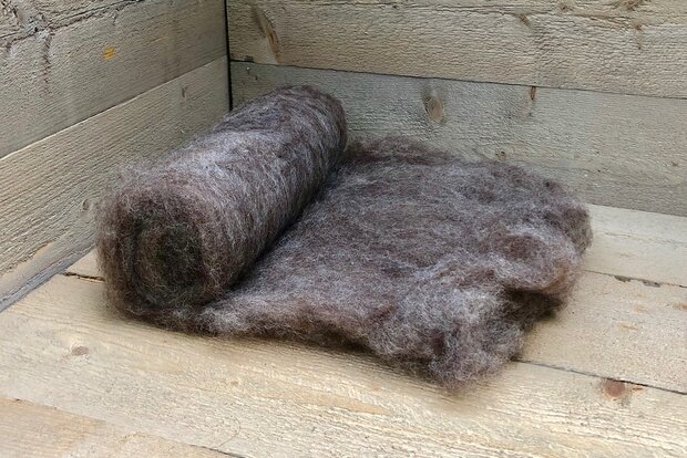 250 g gewaschene Vlieswolle - Karakul (Kupfer)