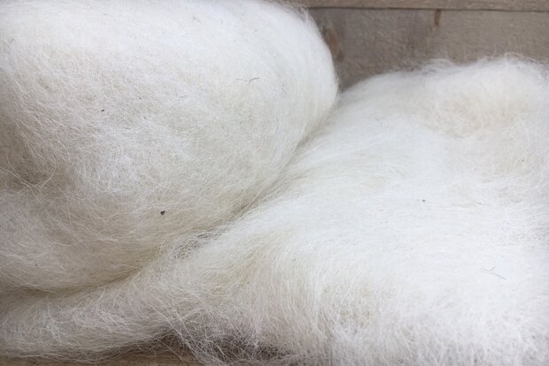 250 g gewaschene Vlieswolle - Veluws Heideschaf (Elfenbeinfarbig)